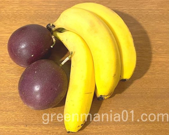 パッションフルーツの追熟　バナナ